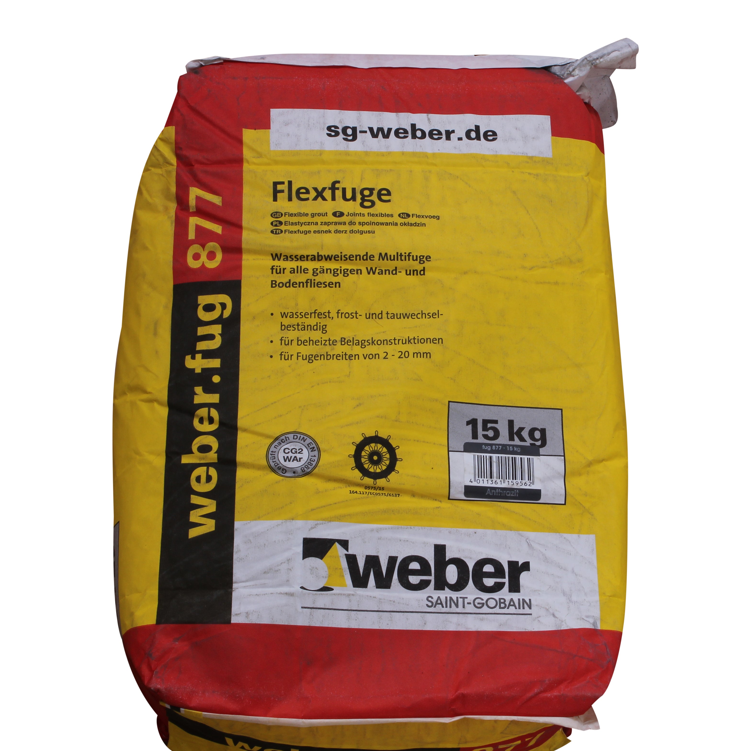 weber.fug 877 waterafstotende voegmortel - Middelgrijs - 15 kg