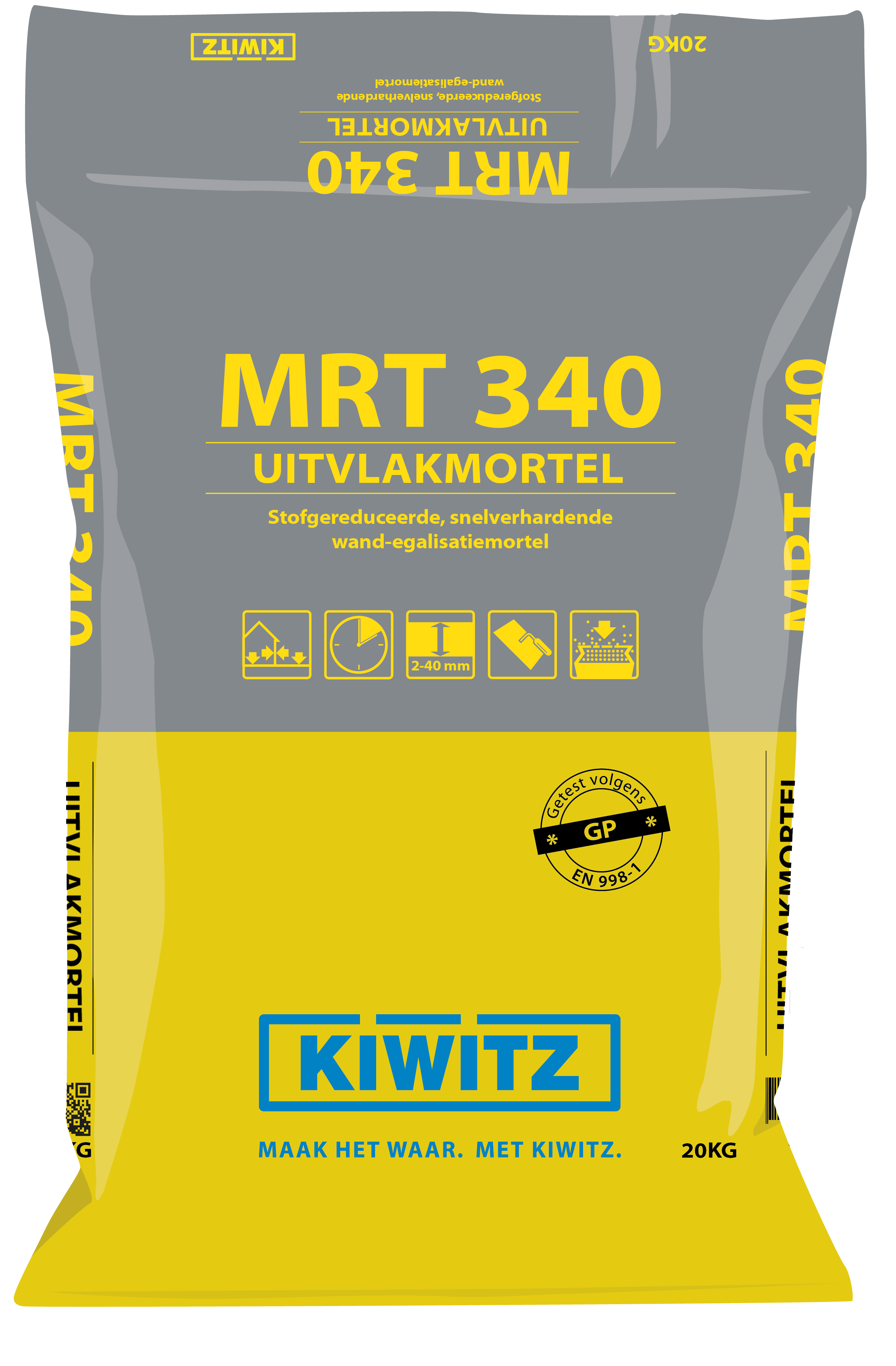 Kiwitz MRT 340 snel uithardende wanduitvlakmortel
