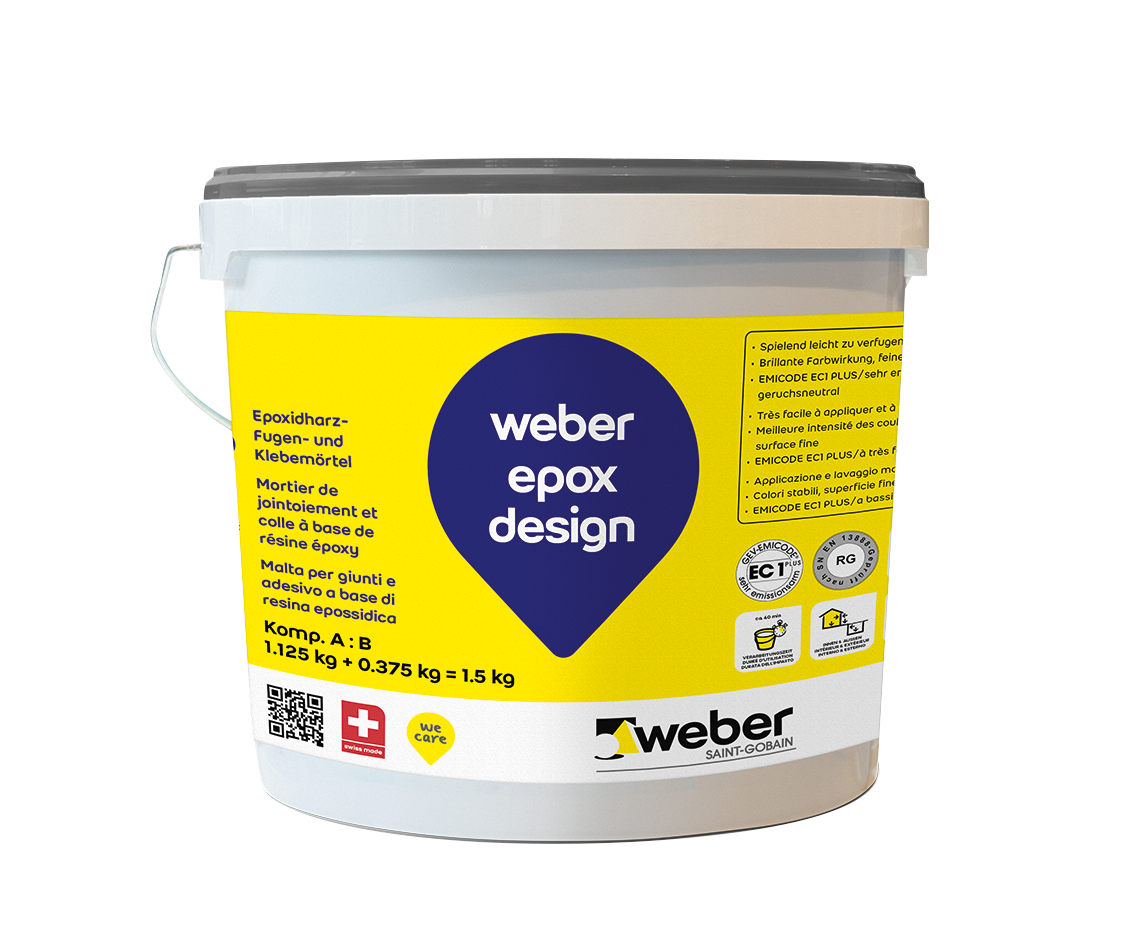 Weber.epox design - gekleurde epoxy kleef- en voegmortel - Zilvergrijs