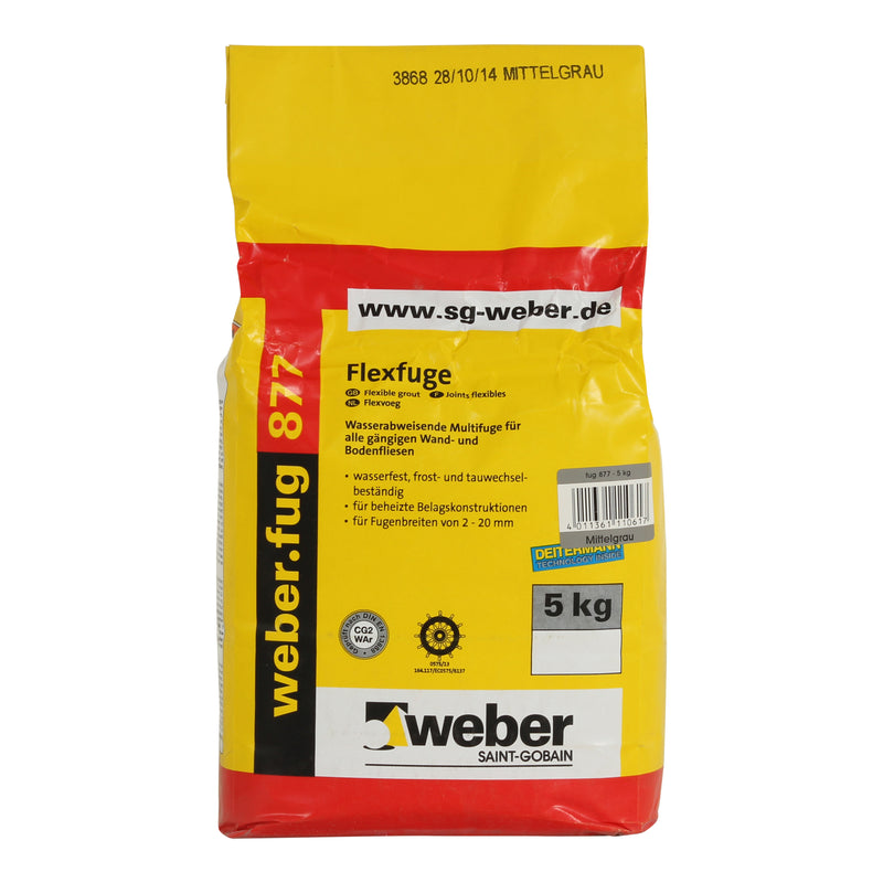 weber.fug 877 waterafstotende voegmortel - Cementgrijs - 5 kg